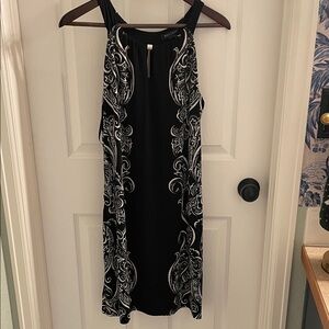 White House Black Market Black and White Patterned Midi Dress